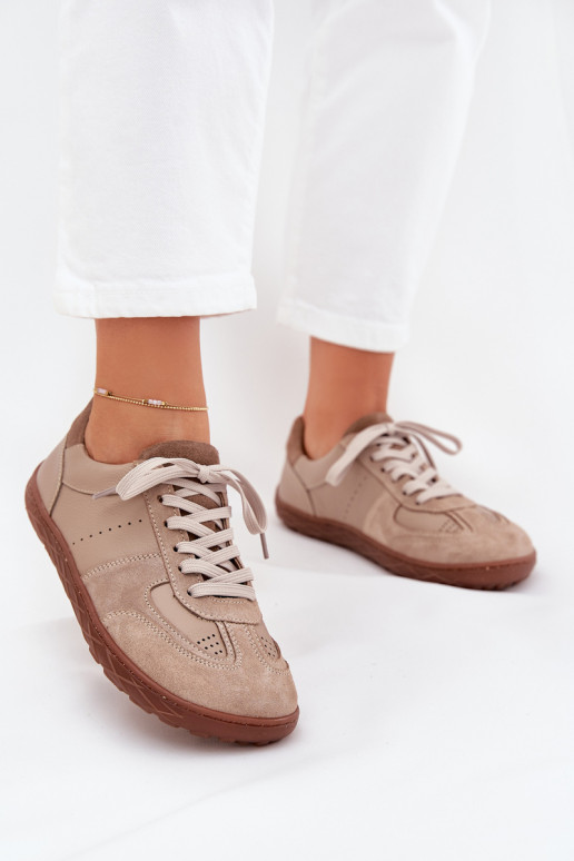 Ladies Leather Sneakers Barefoot Zazoo N1277S2 Beige Ladies Leather Sneakers Barefoot Zazoo N1277S2 Beige