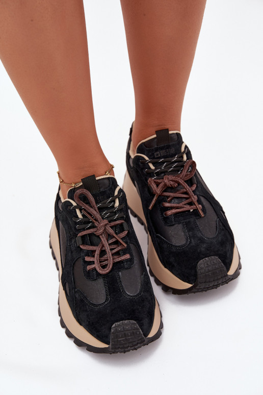 Leather Platform Sneakers Women's Big Star SS274628 HI-POLY SYSTEM Black