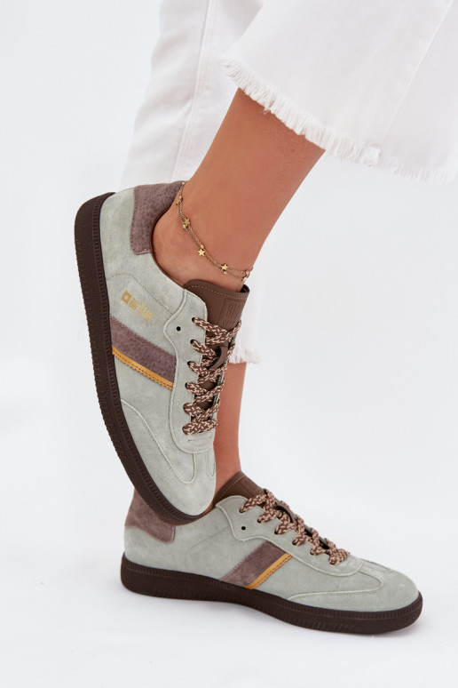 Zamszowe Niskie Sneakersy Damskie Big Star SS274678 HI-POLY SYSTEM Miętowe