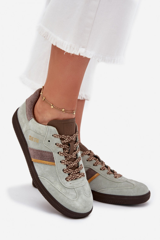 Zamszowe Niskie Sneakersy Damskie Big Star SS274678 HI-POLY SYSTEM Miętowe