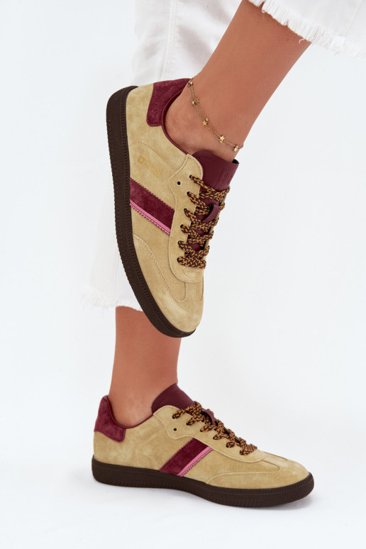 Zamszowe Niskie Sneakersy Damskie Big Star SS274680 HI-POLY SYSTEM Limonkowe