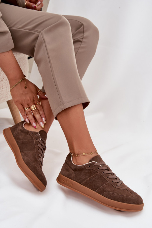 Zamszowe Sneakersy Damskie Big Star SS274676 HI-POLY SYSTEM Brązowe