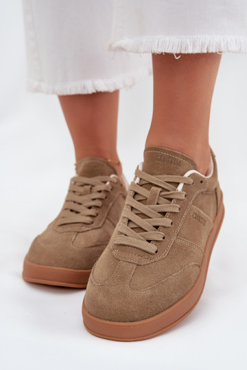 Zamszowe Sneakersy Damskie Big Star SS274675 HI-POLY SYSTEM Beżowe
