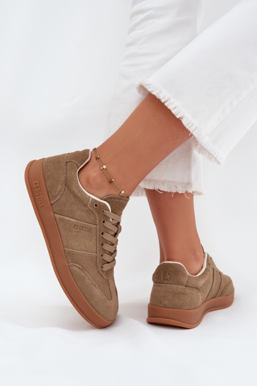 Women's Suede Sneakers Big Star SS274675 HI-POLY SYSTEM Beige