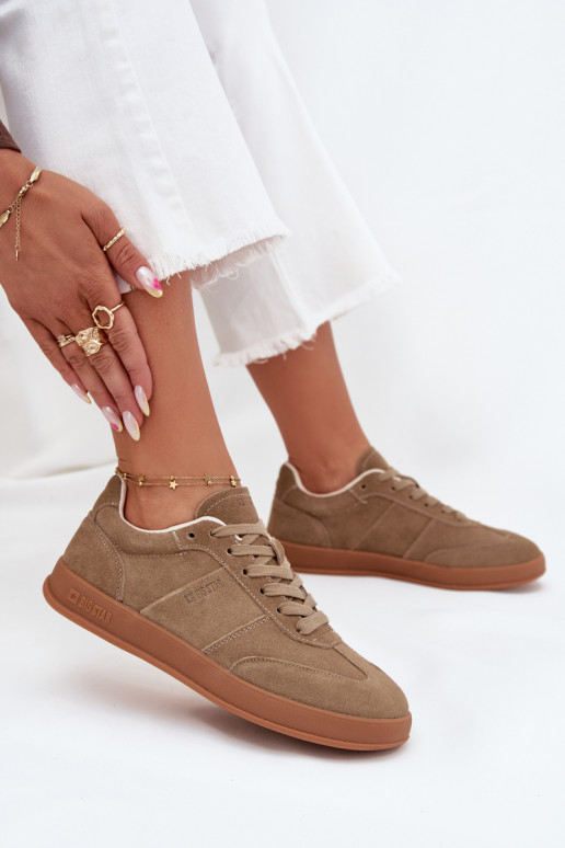 Women's Suede Sneakers Big Star SS274675 HI-POLY SYSTEM Beige