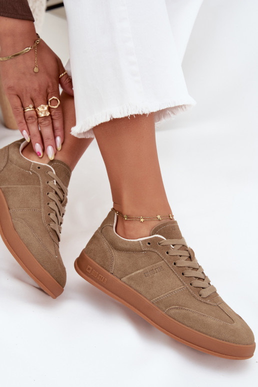 Women's Suede Sneakers Big Star SS274675 HI-POLY SYSTEM Beige