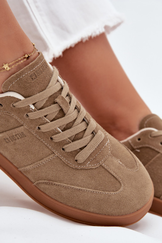 Women's Suede Sneakers Big Star SS274675 HI-POLY SYSTEM Beige