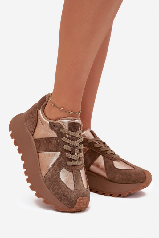 Women's Insulated Platform Sneakers Big Star OO274A218 HI-POLY SYSTEM Brown Women's Insulated Platform Sneakers Big Star OO274A218 HI-POLY SYSTEM Brown