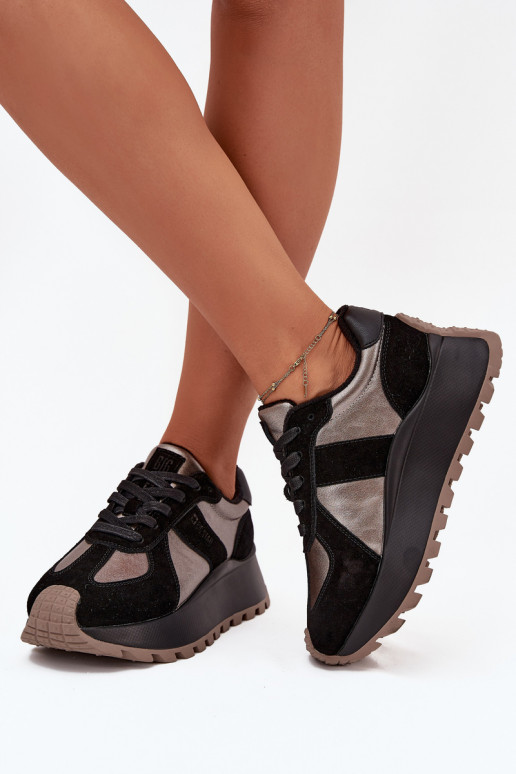 Zamszowe Sneakersy Damskie Ocieplane Na Platformie Big Star OO274A217 HI-POLY SYSTEM Czarne Zamszowe Sneakersy Damskie Ocieplane Na Platformie Big Star OO274A217 HI-POLY SYSTEM Czarne