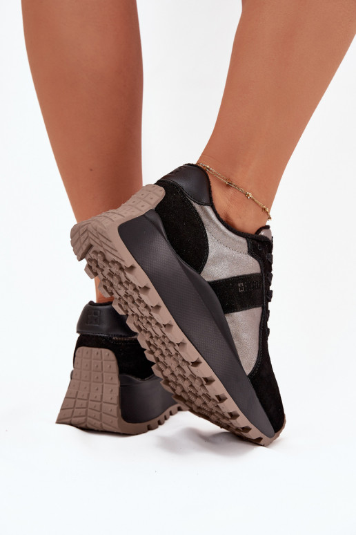 Zamszowe Sneakersy Damskie Ocieplane Na Platformie Big Star OO274A217 HI-POLY SYSTEM Czarne Zamszowe Sneakersy Damskie Ocieplane Na Platformie Big Star OO274A217 HI-POLY SYSTEM Czarne