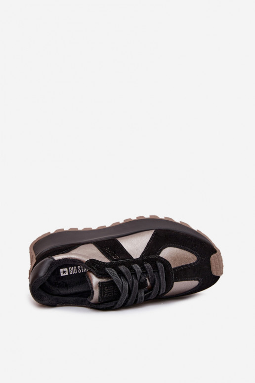 Women's Suede Sneakers Insulated On Platform Big Star OO274A217 HI-POLY SYSTEM Black Women's Suede Sneakers Insulated On Platform Big Star OO274A217 HI-POLY SYSTEM Black