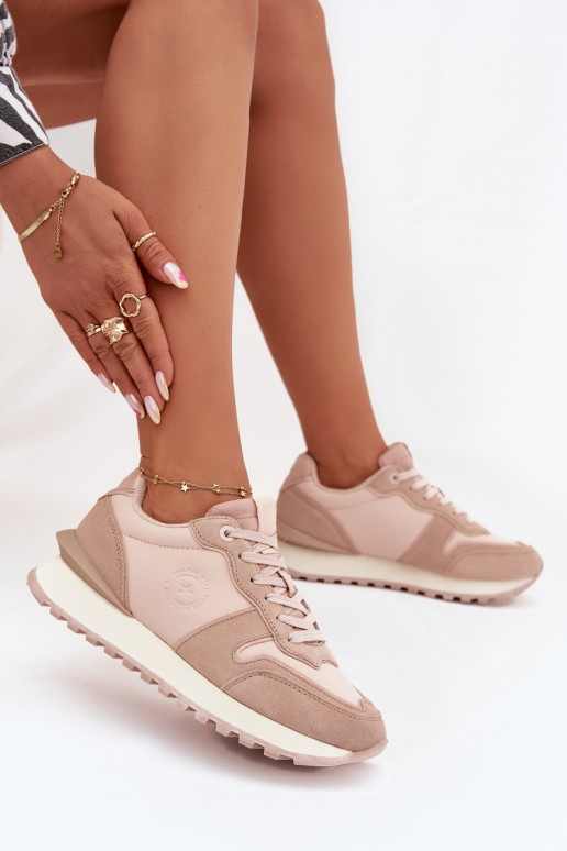 Women's Leather Sneakers Big Star OO274521 HI-POLY SYSTEM Nude Women's Leather Sneakers Big Star OO274521 HI-POLY SYSTEM Nude