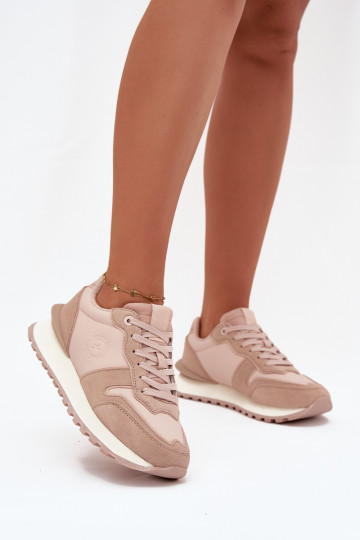 Skórzane Sneakersy Damskie Big Star OO274521 HI-POLY SYSTEM Nude 2