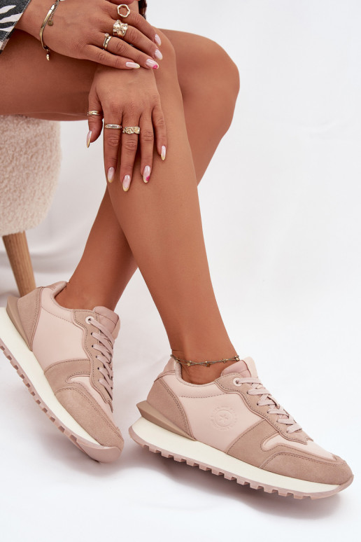 Women's Leather Sneakers Big Star OO274521 HI-POLY SYSTEM Nude Women's Leather Sneakers Big Star OO274521 HI-POLY SYSTEM Nude