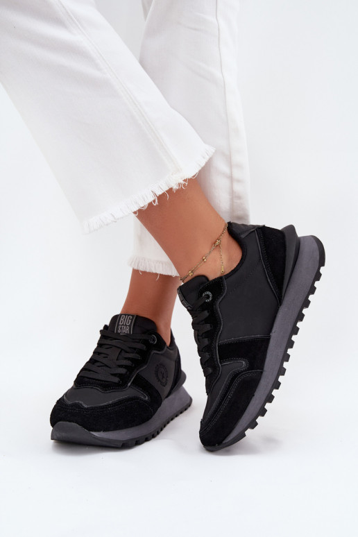 Leather Women's Sneakers Big Star OO274529 HI-POLY SYSTEM Black Leather Women's Sneakers Big Star OO274529 HI-POLY SYSTEM Black