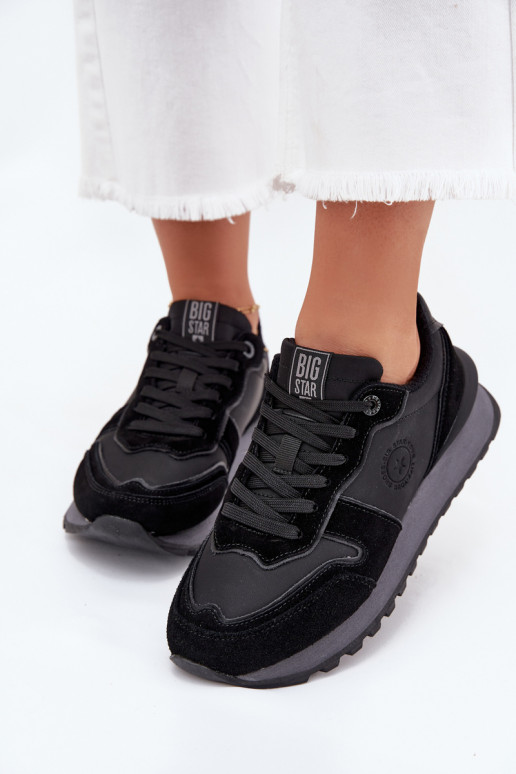 Leather Women's Sneakers Big Star OO274529 HI-POLY SYSTEM Black Leather Women's Sneakers Big Star OO274529 HI-POLY SYSTEM Black