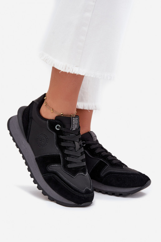 Skórzane Sneakersy Damskie Big Star OO274529 HI-POLY SYSTEM Czarne