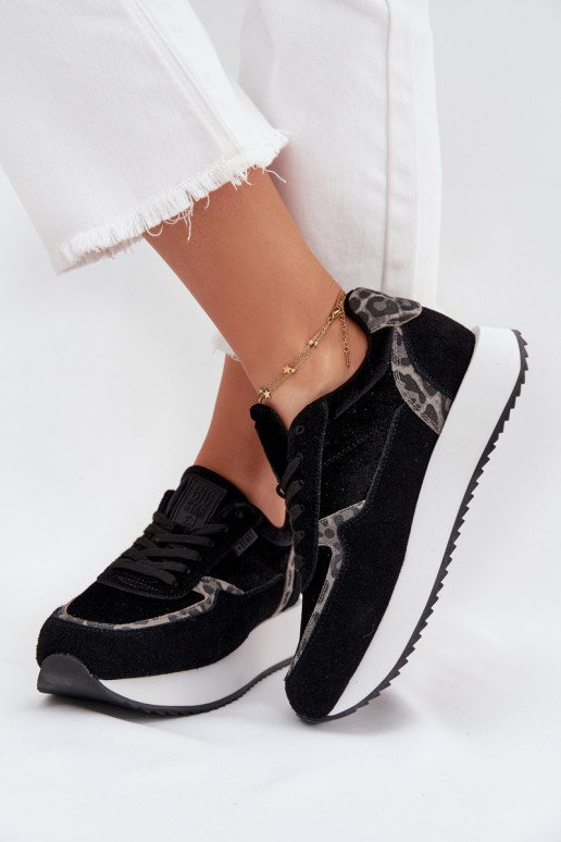 Women's Suede Sneakers Big Star OO274A312 HI-POLY SYSTEM Black Panther Women's Suede Sneakers Big Star OO274A312 HI-POLY SYSTEM Black Panther