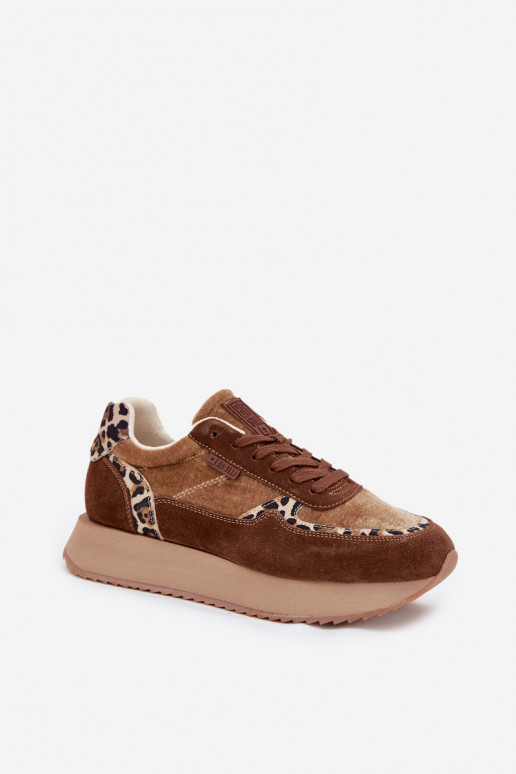 Women's Suede Sneakers Big Star OO274A313 HI-POLY SYSTEM Brown Leopard Women's Suede Sneakers Big Star OO274A313 HI-POLY SYSTEM Brown Leopard