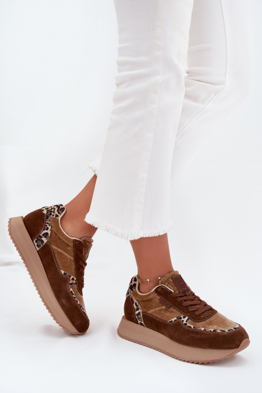 Women's Suede Sneakers Big Star OO274A313 HI-POLY SYSTEM Brown Leopard Women's Suede Sneakers Big Star OO274A313 HI-POLY SYSTEM Brown Leopard