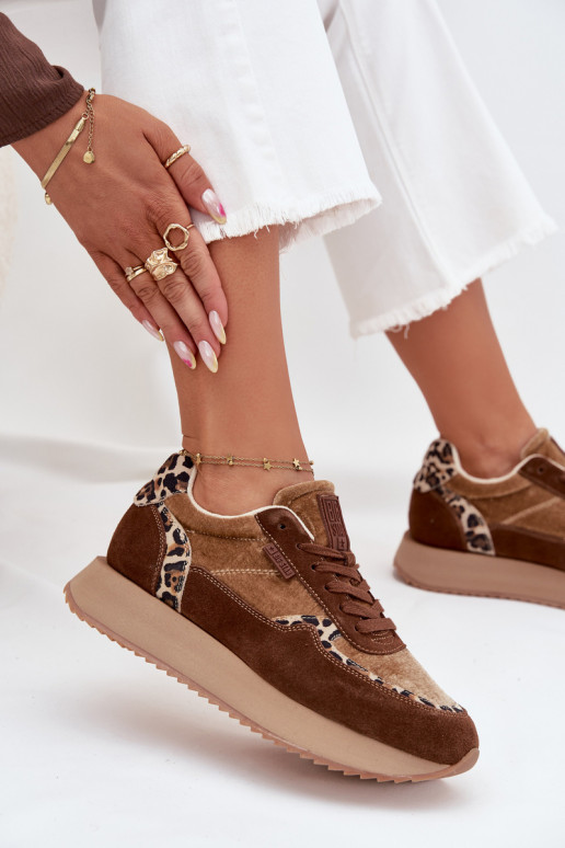 Women's Suede Sneakers Big Star OO274A313 HI-POLY SYSTEM Brown Leopard Women's Suede Sneakers Big Star OO274A313 HI-POLY SYSTEM Brown Leopard