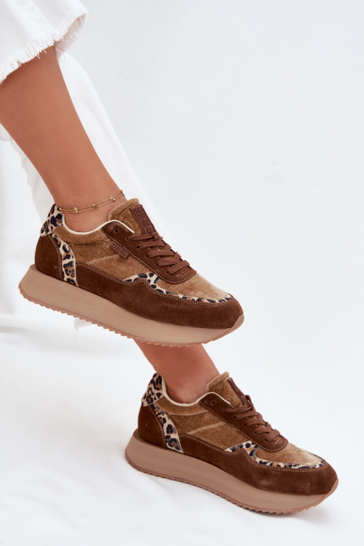 Women's Suede Sneakers Big Star OO274A313 HI-POLY SYSTEM Brown Leopard Women's Suede Sneakers Big Star OO274A313 HI-POLY SYSTEM Brown Leopard
