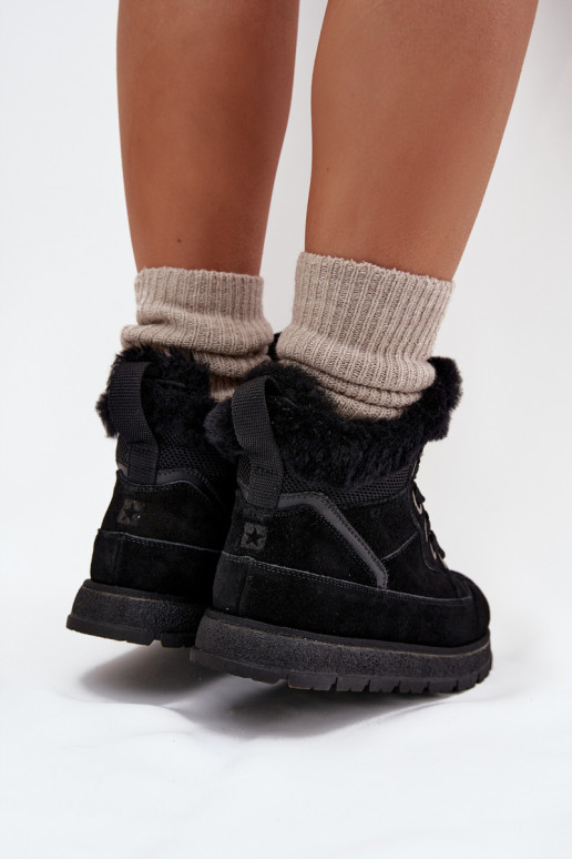 Women's Suede Snow Boots On Platform With Fur Big Star SS274369 Black Women's Suede Snow Boots On Platform With Fur Big Star SS274369 Black