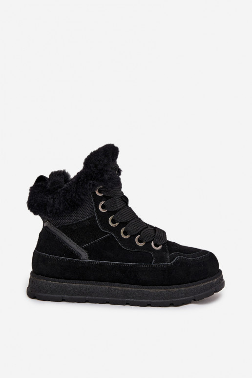 Women's Suede Snow Boots On Platform With Fur Big Star SS274369 Black Women's Suede Snow Boots On Platform With Fur Big Star SS274369 Black