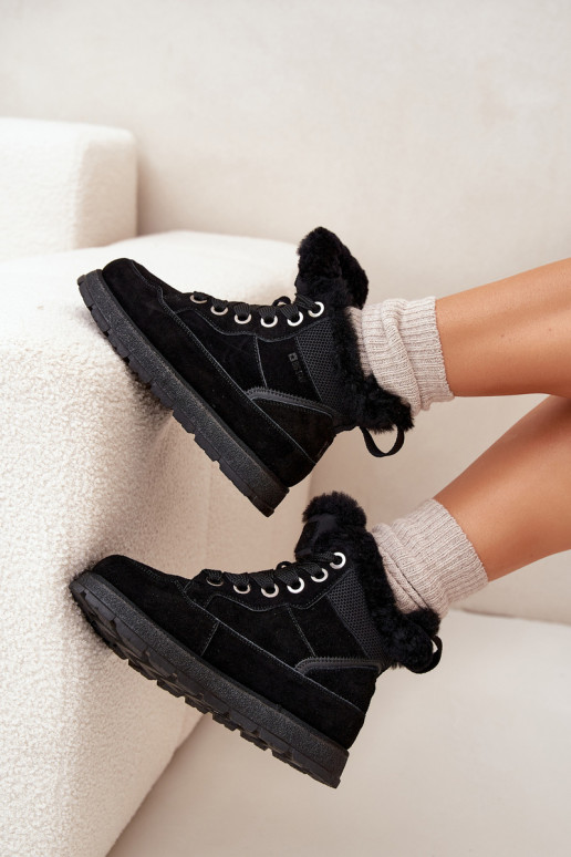 Women's Suede Snow Boots On Platform With Fur Big Star SS274369 Black Women's Suede Snow Boots On Platform With Fur Big Star SS274369 Black