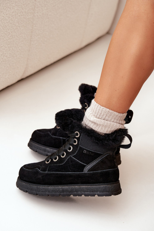 Women's Suede Snow Boots On Platform With Fur Big Star SS274369 Black Women's Suede Snow Boots On Platform With Fur Big Star SS274369 Black