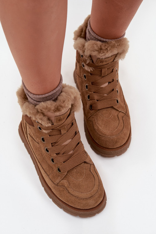 Suede Snow Boots Women's Platform With Fur Big Star SS274370 Camel Suede Snow Boots Women's Platform With Fur Big Star SS274370 Camel