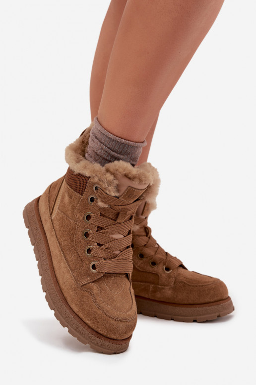 Suede Snow Boots Women's Platform With Fur Big Star SS274370 Camel Suede Snow Boots Women's Platform With Fur Big Star SS274370 Camel