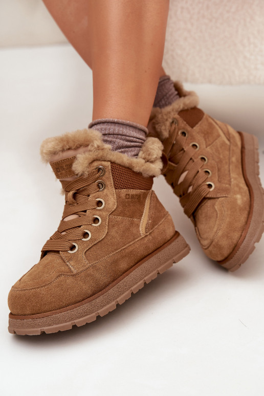 Suede Snow Boots Women's Platform With Fur Big Star SS274370 Camel Suede Snow Boots Women's Platform With Fur Big Star SS274370 Camel