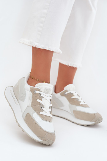 Skórzane Sneakersy Damskie Big Star OO274563 Hi-Poly System Białe