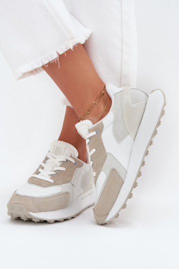 Skórzane Sneakersy Damskie Big Star OO274563 Hi-Poly System Białe 2