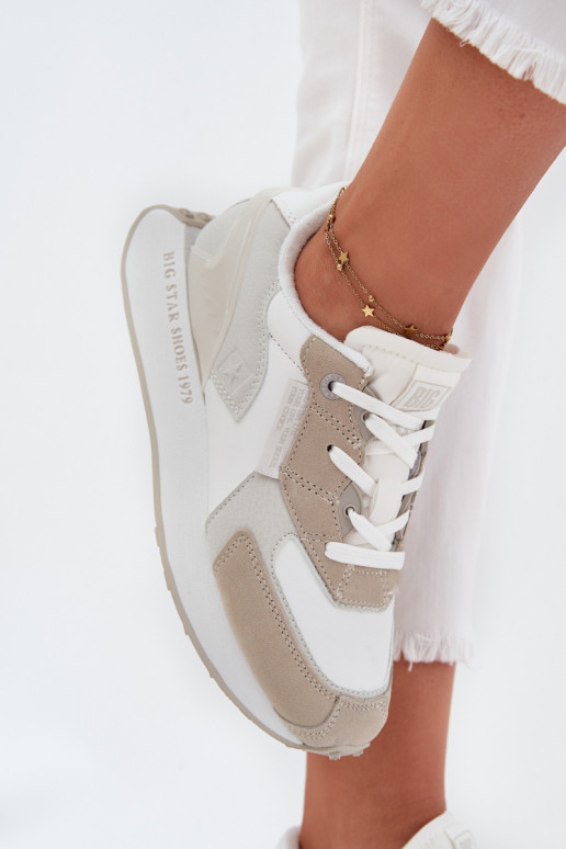 Women's Leather Sneakers Big Star OO274563 Hi-Poly System White Women's Leather Sneakers Big Star OO274563 Hi-Poly System White