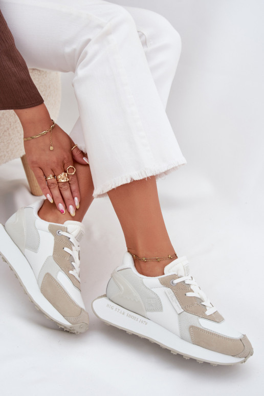 Women's Leather Sneakers Big Star OO274563 Hi-Poly System White Women's Leather Sneakers Big Star OO274563 Hi-Poly System White