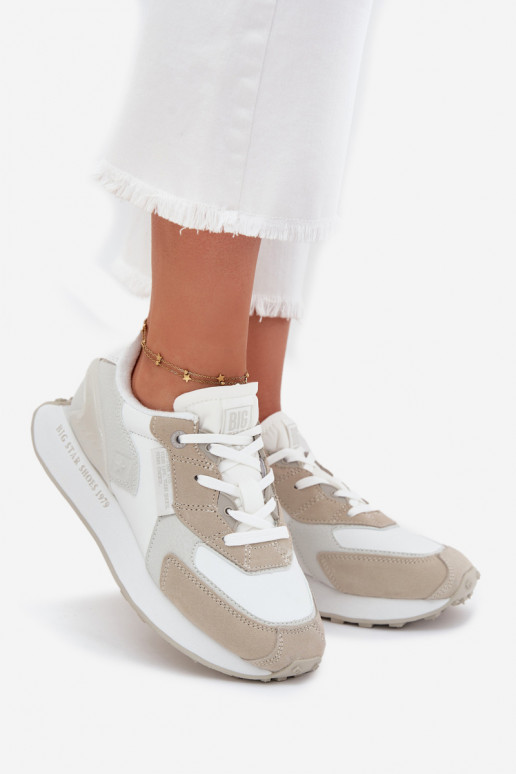 Women's Leather Sneakers Big Star OO274563 Hi-Poly System White Women's Leather Sneakers Big Star OO274563 Hi-Poly System White