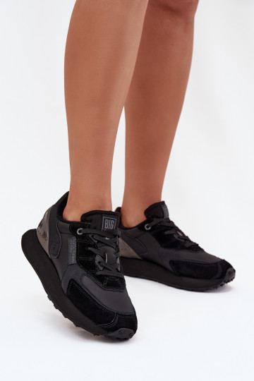 Leather Ladies Sneakers Big Star OO274562 Hi-Poly System Black