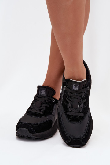 Skórzane Sneakersy Damskie Big Star OO274562 Hi-Poly System Czarne 2