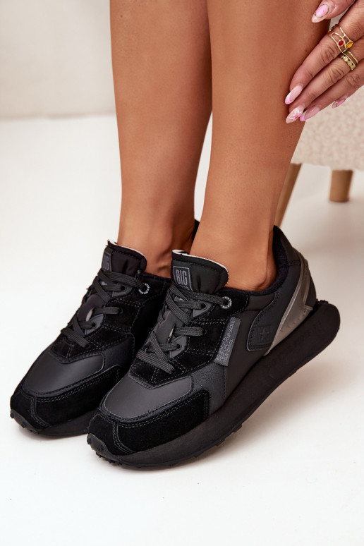 Skórzane Sneakersy Damskie Big Star OO274562 Hi-Poly System Czarne