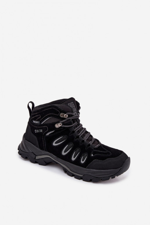 Men's Leather Hiking Shoes Big Star OO17433 HI-POLY SYSTEM Black Men's Leather Hiking Shoes Big Star OO17433 HI-POLY SYSTEM Black