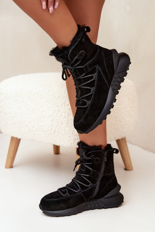 Suede Winter Boots Women With Fur Big Star SS274319 Black Suede Winter Boots Women With Fur Big Star SS274319 Black