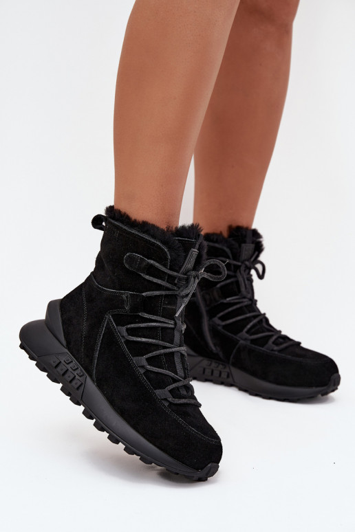 Suede Winter Boots Women With Fur Big Star SS274319 Black Suede Winter Boots Women With Fur Big Star SS274319 Black