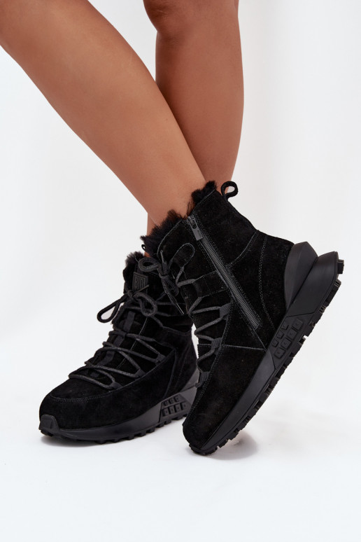 Suede Winter Boots Women With Fur Big Star SS274319 Black Suede Winter Boots Women With Fur Big Star SS274319 Black