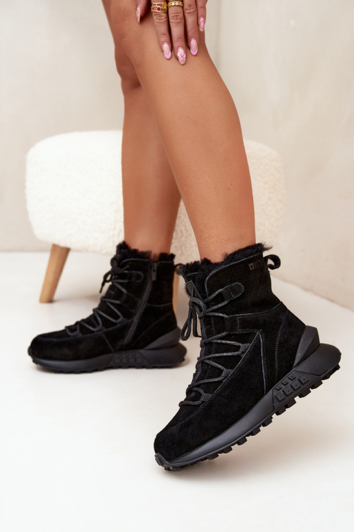 Suede Winter Boots Women With Fur Big Star SS274319 Black Suede Winter Boots Women With Fur Big Star SS274319 Black