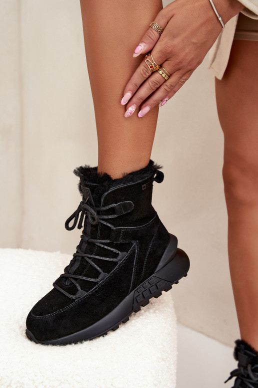 Suede Winter Boots Women With Fur Big Star SS274319 Black Suede Winter Boots Women With Fur Big Star SS274319 Black