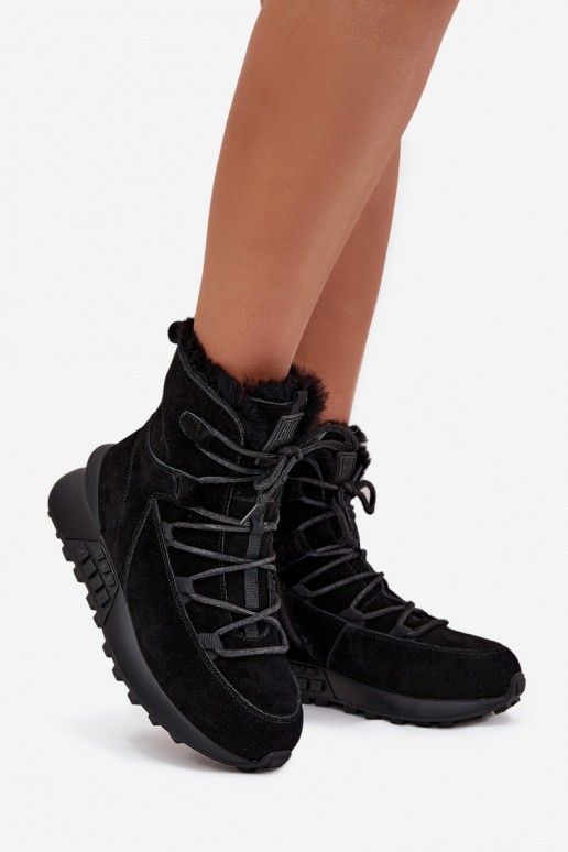 Suede Winter Boots Women With Fur Big Star SS274319 Black Suede Winter Boots Women With Fur Big Star SS274319 Black