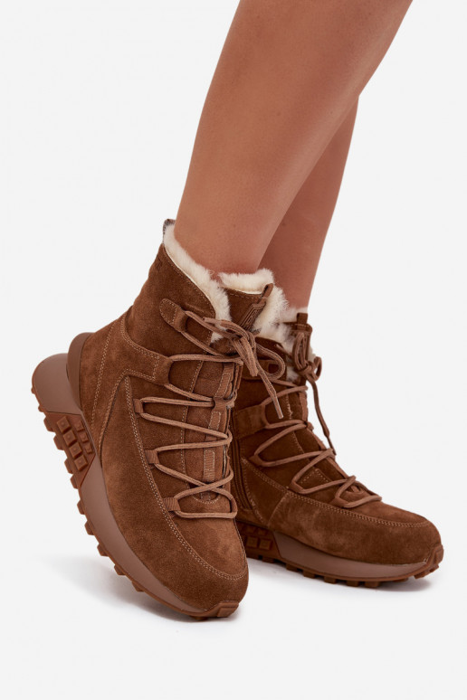 Women's Suede Snow Boots With Fur Big Star SS274318 Brown Women's Suede Snow Boots With Fur Big Star SS274318 Brown