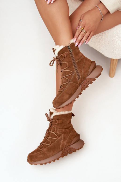 Women's Suede Snow Boots With Fur Big Star SS274318 Brown Women's Suede Snow Boots With Fur Big Star SS274318 Brown
